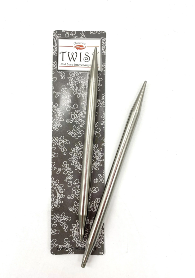 Съемные металлические спицы без лески ChiaoGoo TWIST Lace Tips, длина спицы 7,5 см, размер 5 мм. Арт.7503-8
