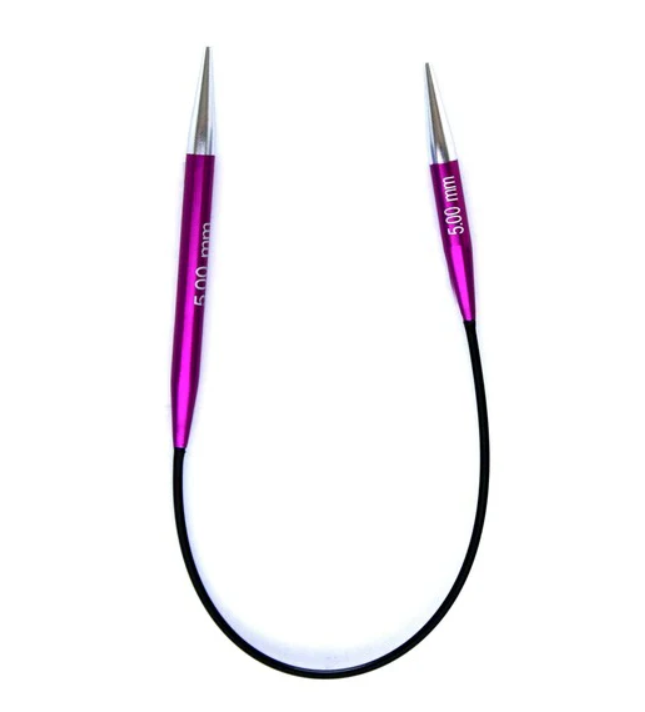 Круговые металлические спицы KnitPro Zing, 25 см, 5 мм. Арт. 47060