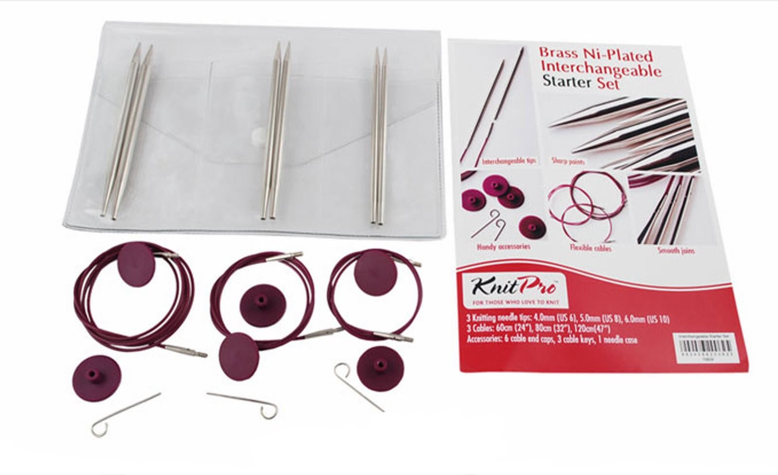 Набор съемных металлических спиц стандартной длины KnitPro Nova Metal starter set. Арт.10604