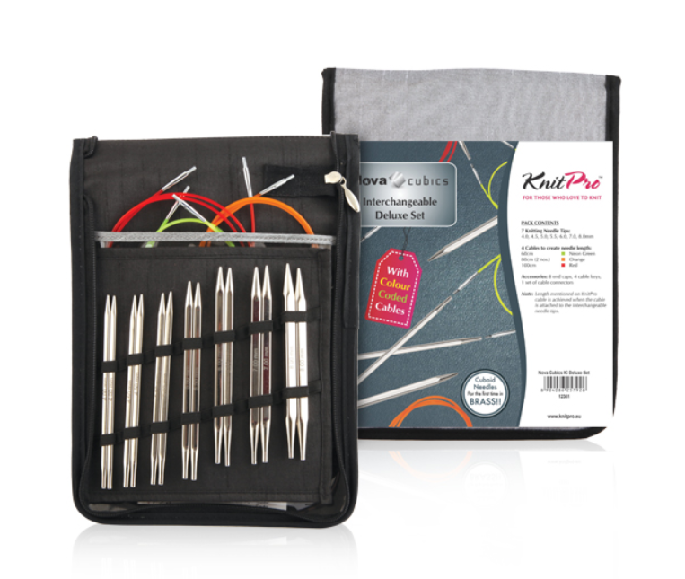 Набор съемных металлических кубических спиц стандартной длины KnitPro Nova Cubics deluxe. Арт.12361