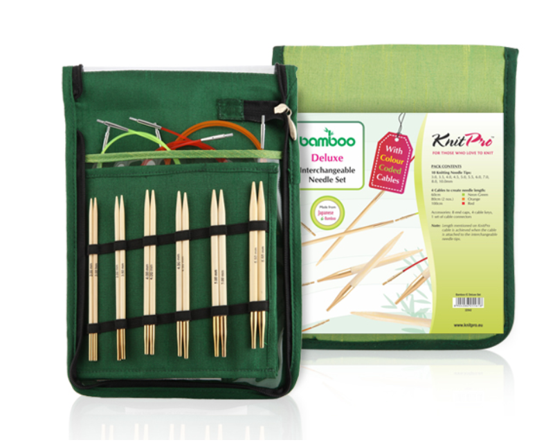 Набор съемных бамбуковых спиц стандартной длины KnitPro Bamboo Deluxe set. Арт.22542