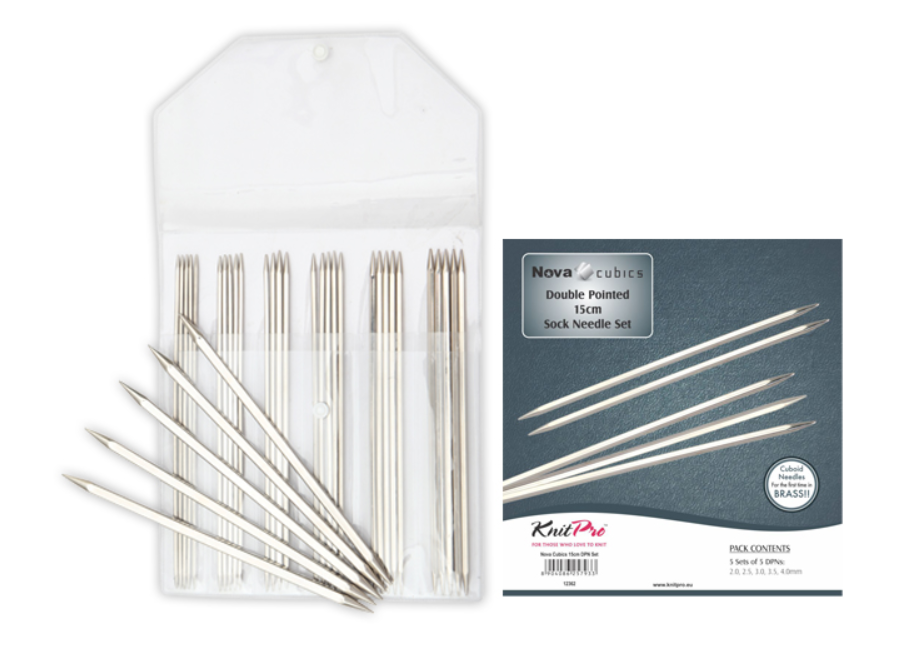 Набор чулочных металлических кубических спиц KnitPro Nova Cubics длиной 15 см. Арт.12362
